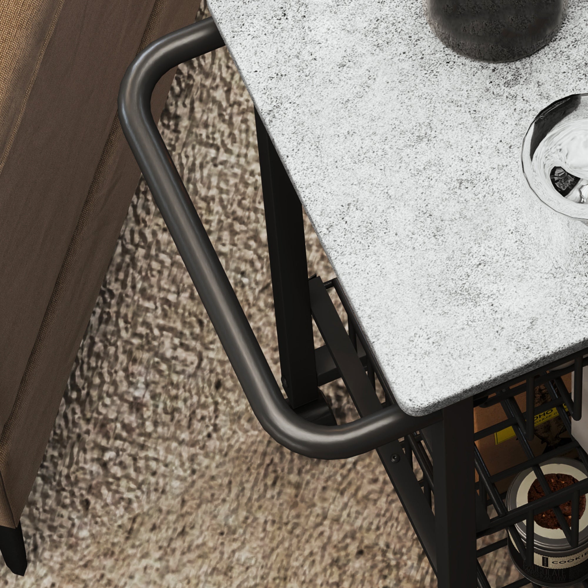 Carrello da Cucina 49,5x31x69 cm a 3 Cestelli con Maniglia in Acciaio e Legno Nero e Grigio Chiaro