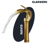 NAVIS | Rubinetto a cascata design bagno alto oro opaco | Elegante rubinetto in acciaio inossidabile premium per lavelli alti | Miscelatore 2 attacchi