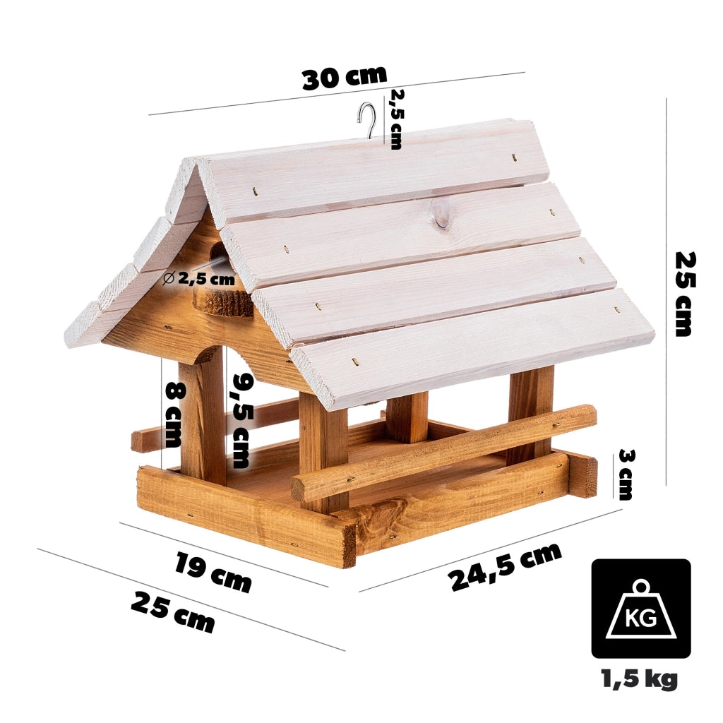 KADAX Grande mangiatoia per uccelli in legno da appendere, decorazione da giardino.