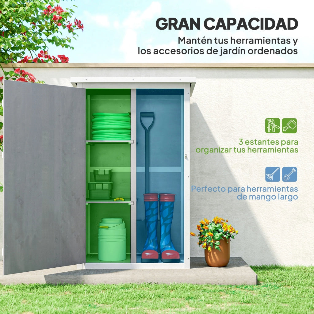Armadio da giardino in legno per esterno con 2 ripiani e tetto in bitume ¨C zephmum ¨C 75x56x115 cm grigio