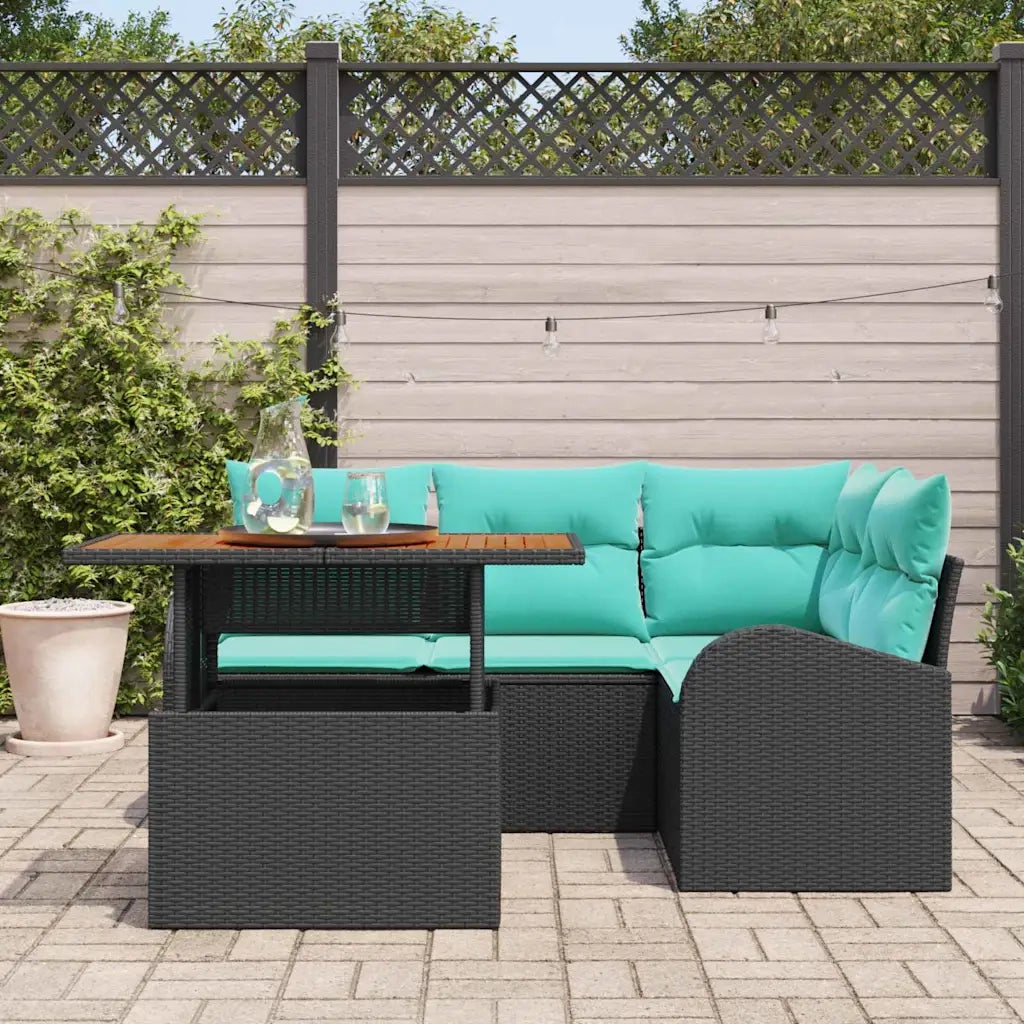 Set Divano da Giardino con archiviazione 5 pcs Nero Poly Rattan 3358321