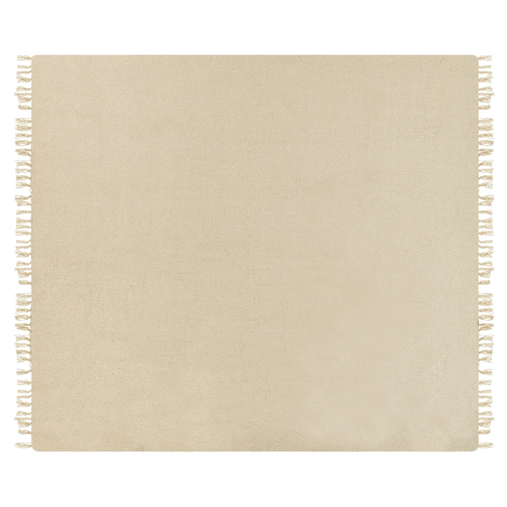 Coperta tessuta a mano con frange 240 x 220 cm beige stile classico morbida letto divano
