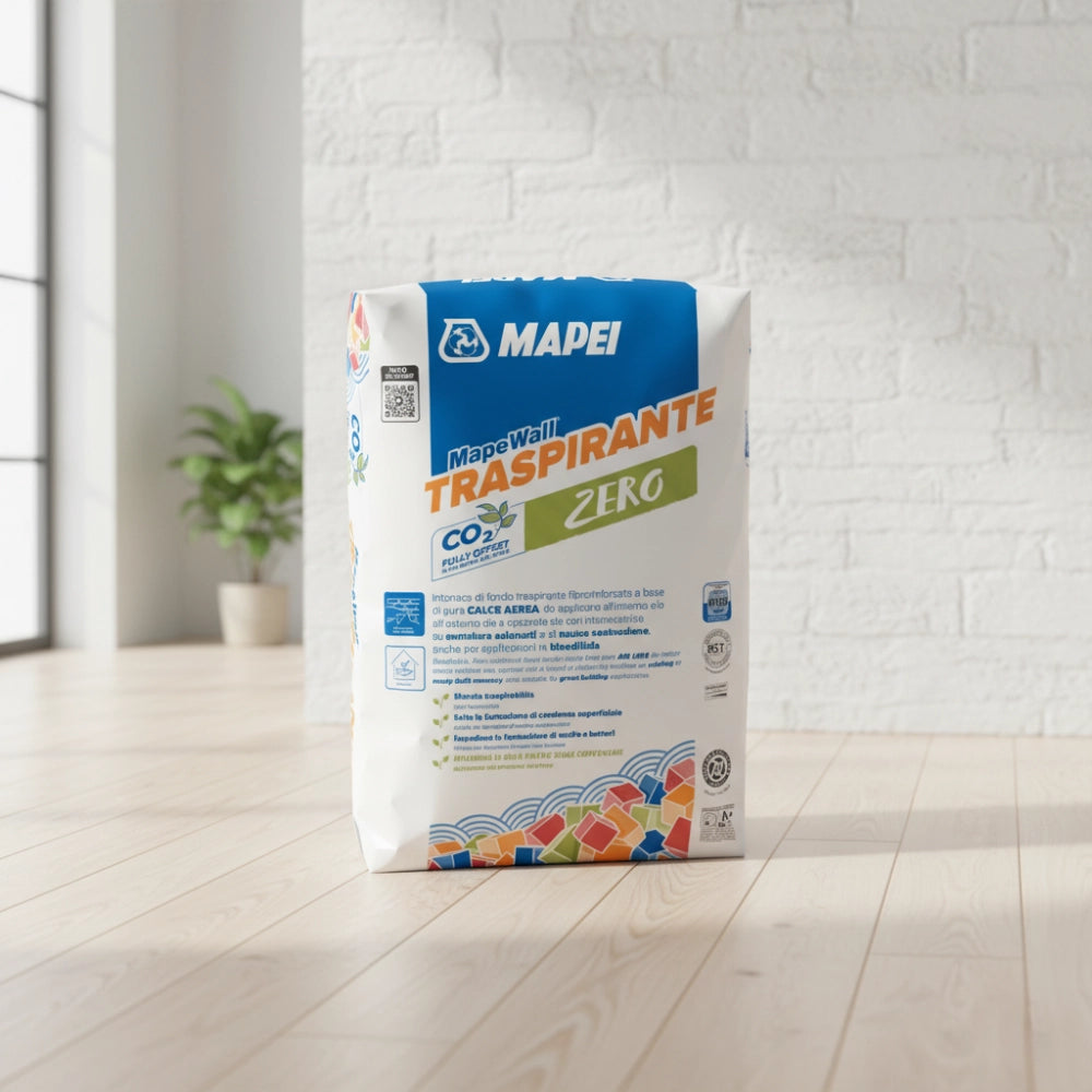 Mapewall traspirante intonaco di fondo bianco fibrorinforzato calce aerea 25 kg