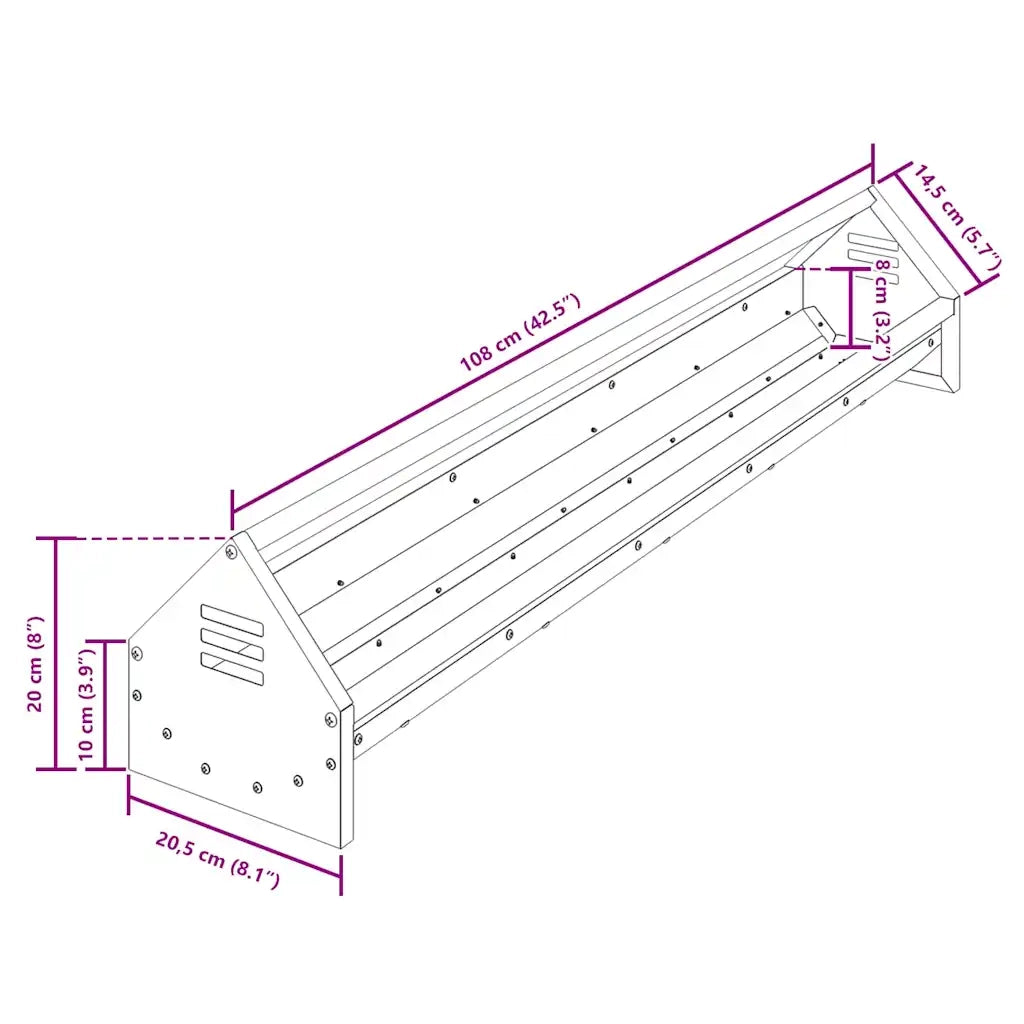 Mangiatoia per polli Nero 108 x 20,5 x 20 cm CFW5760219