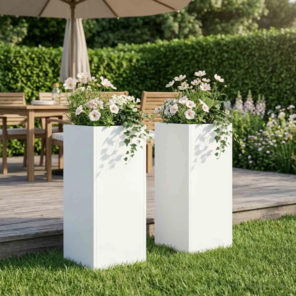 Vaso da giardino 2 pz Bianco 20 x 20 x 40 cm 8005291
