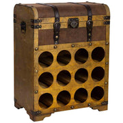 Baul porta bottiglie in legno marrone 45x28x59h cm