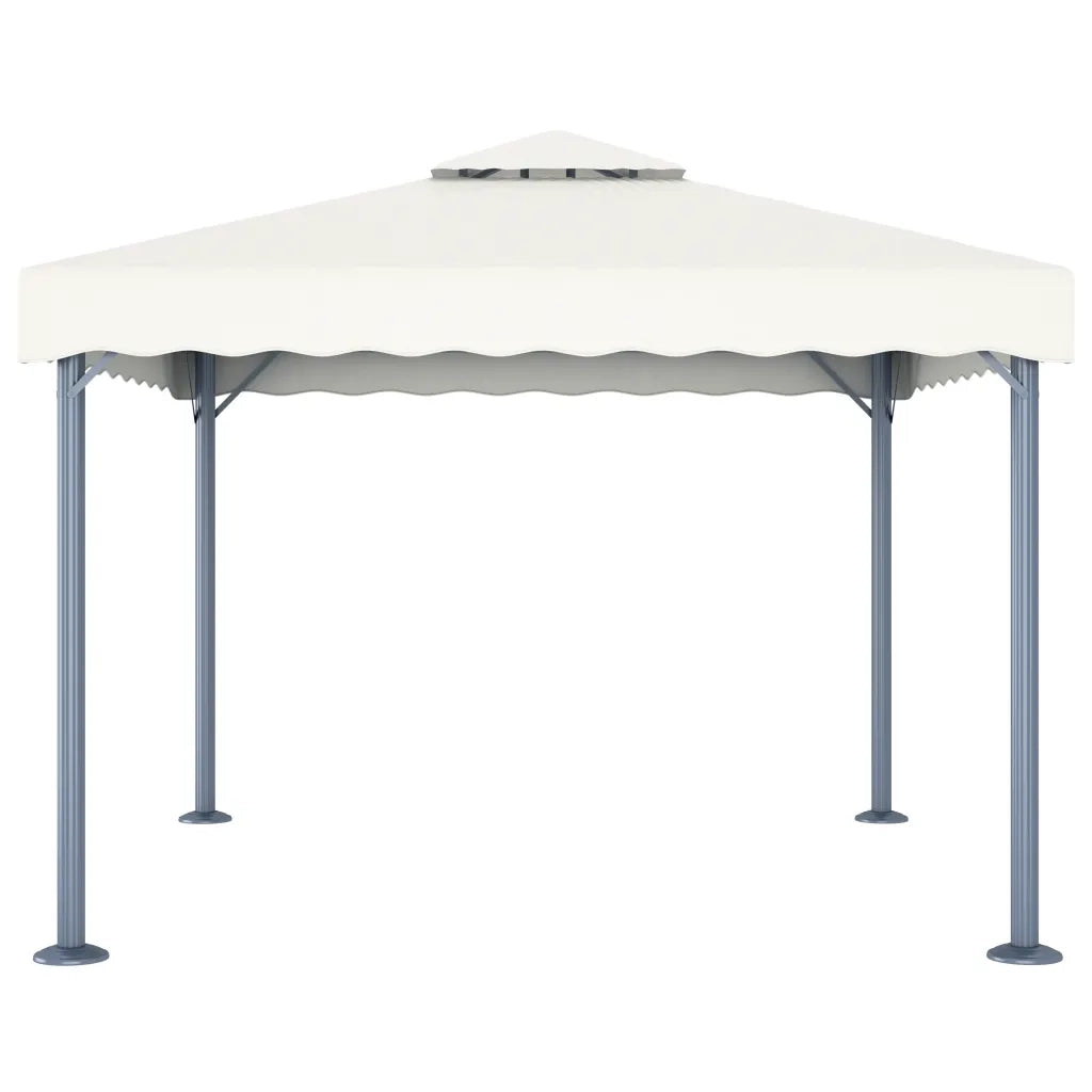 Gazebo con Stringa di Luci LED 300x300 cm Crema in Alluminio