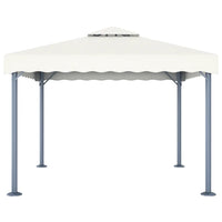 Gazebo con Stringa di Luci LED 300x300 cm Crema in Alluminio