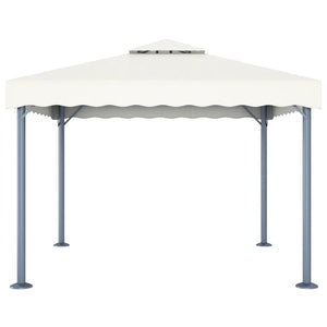 Gazebo con Stringa di Luci LED 300x300 cm Crema in Alluminio