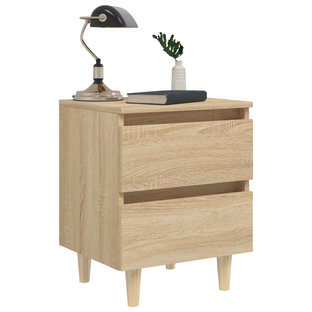 Comodino con Gambe in Pino Massello Rovere Sonoma 40x35x50 cm 805857