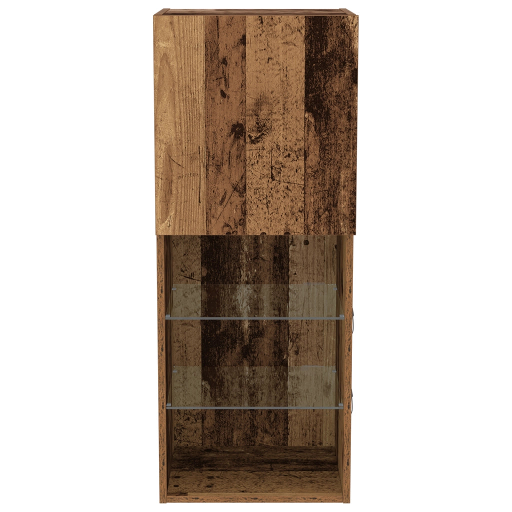 Mobile TV  con luci LED in legno invecchiato 40,5x30x102 cm