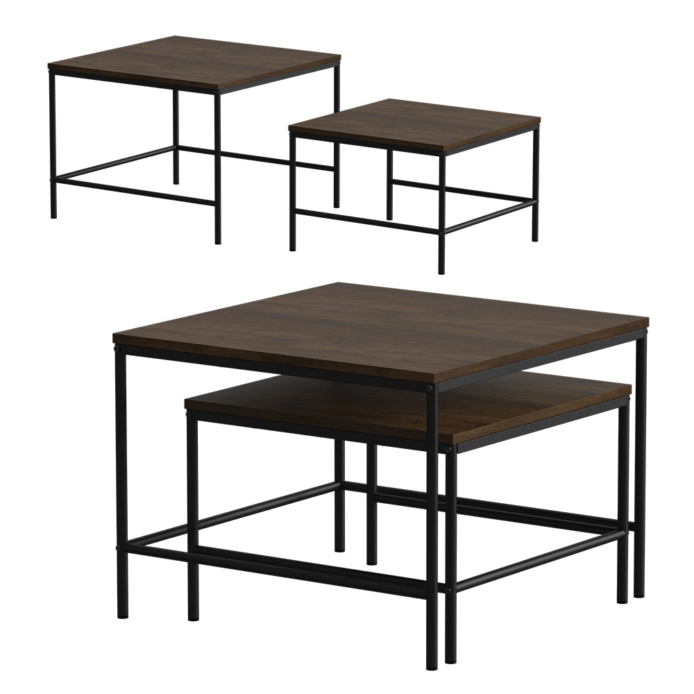 Vicco Tavolino da divano Rovere rustico/nero 60 x 60 cm 2 parti