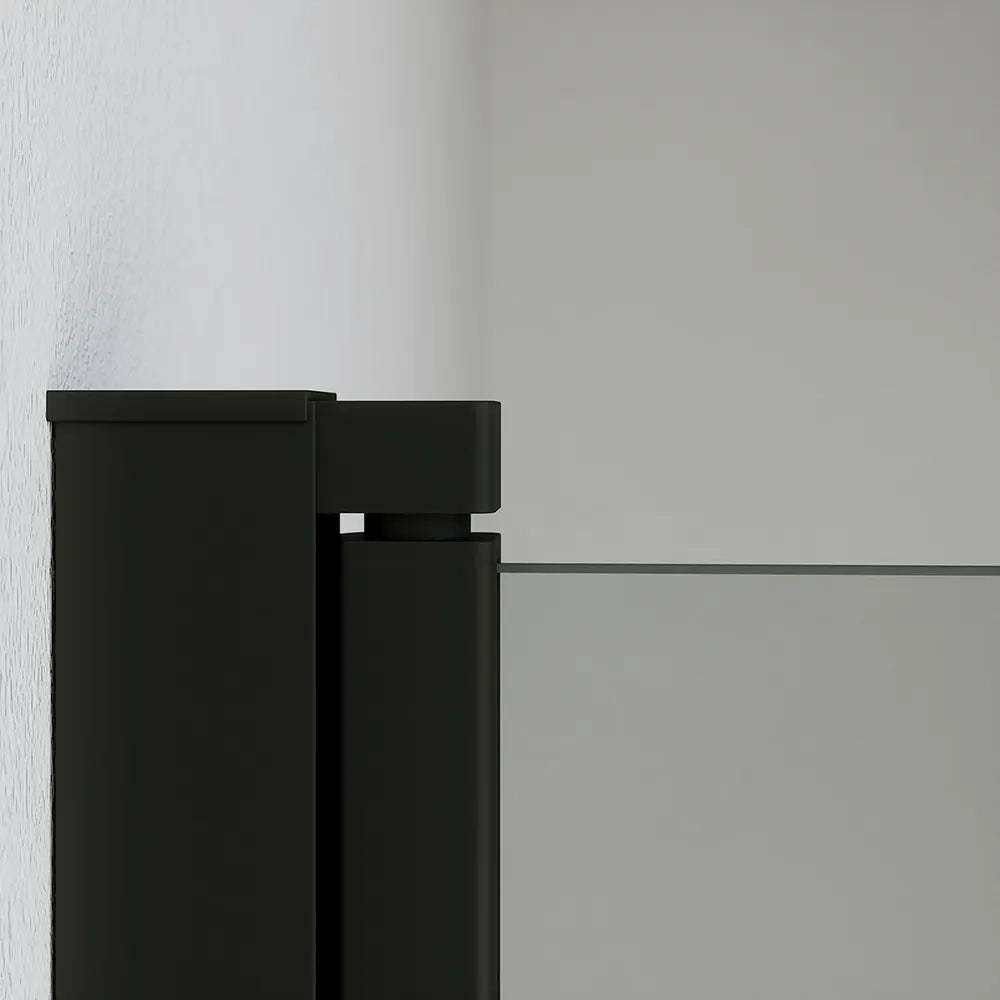 Porta doccia 90cm apertura saloon con profili nero opaco e vetro da 6mm trasparente h195 | Elba