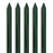 Pali per Recinzione in Acciaio Verde con Rivestimento PVC – Paletti a T con Punta Appuntita e Fori per Fissaggio Rete Metallica da Giardino, Orto e Recinti Esterni Resistenti alla Ruggine 5 Pezzi-200cm
