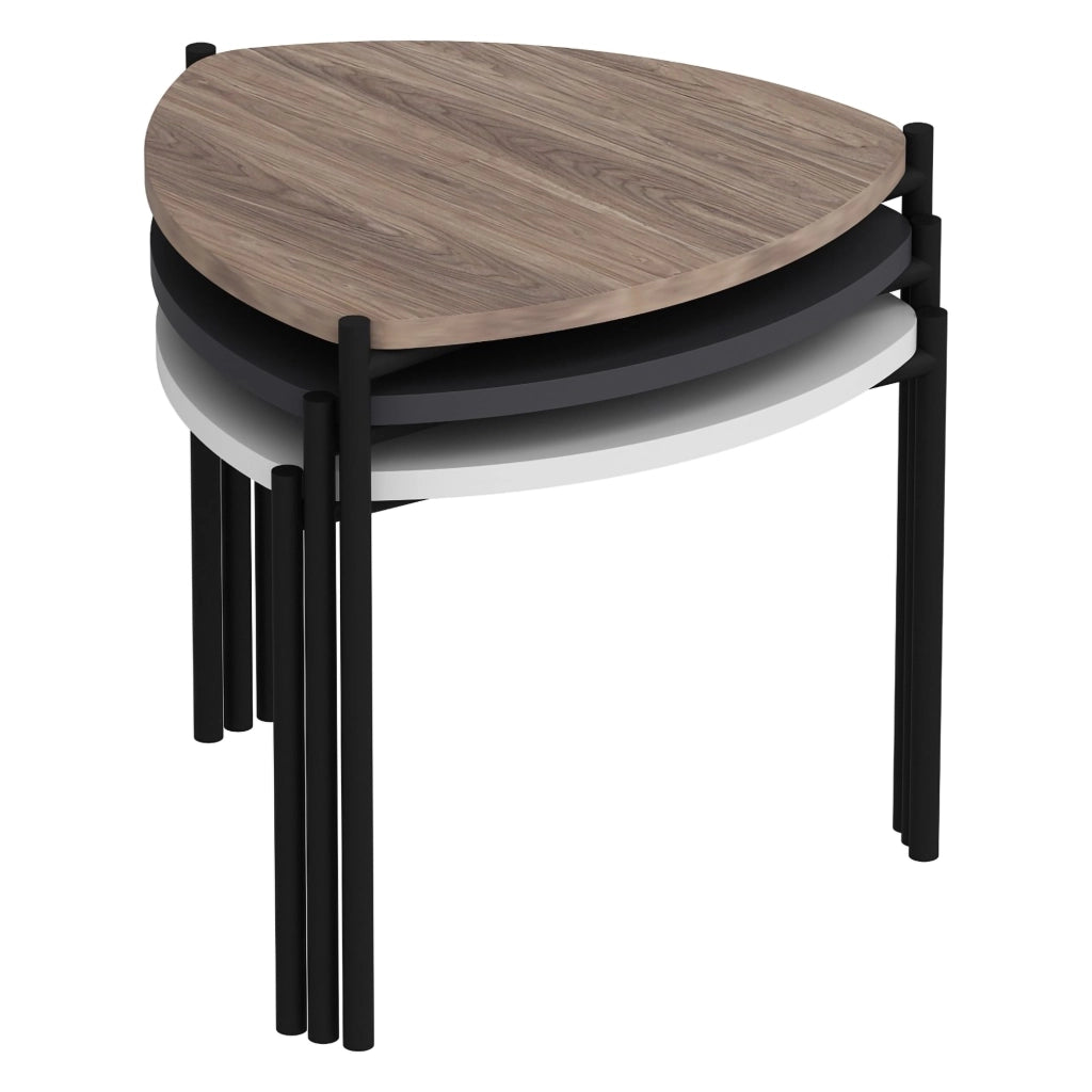 Carro, Tavolino da Salotto set 3 Pezzi, 45x45x45h cm Nero