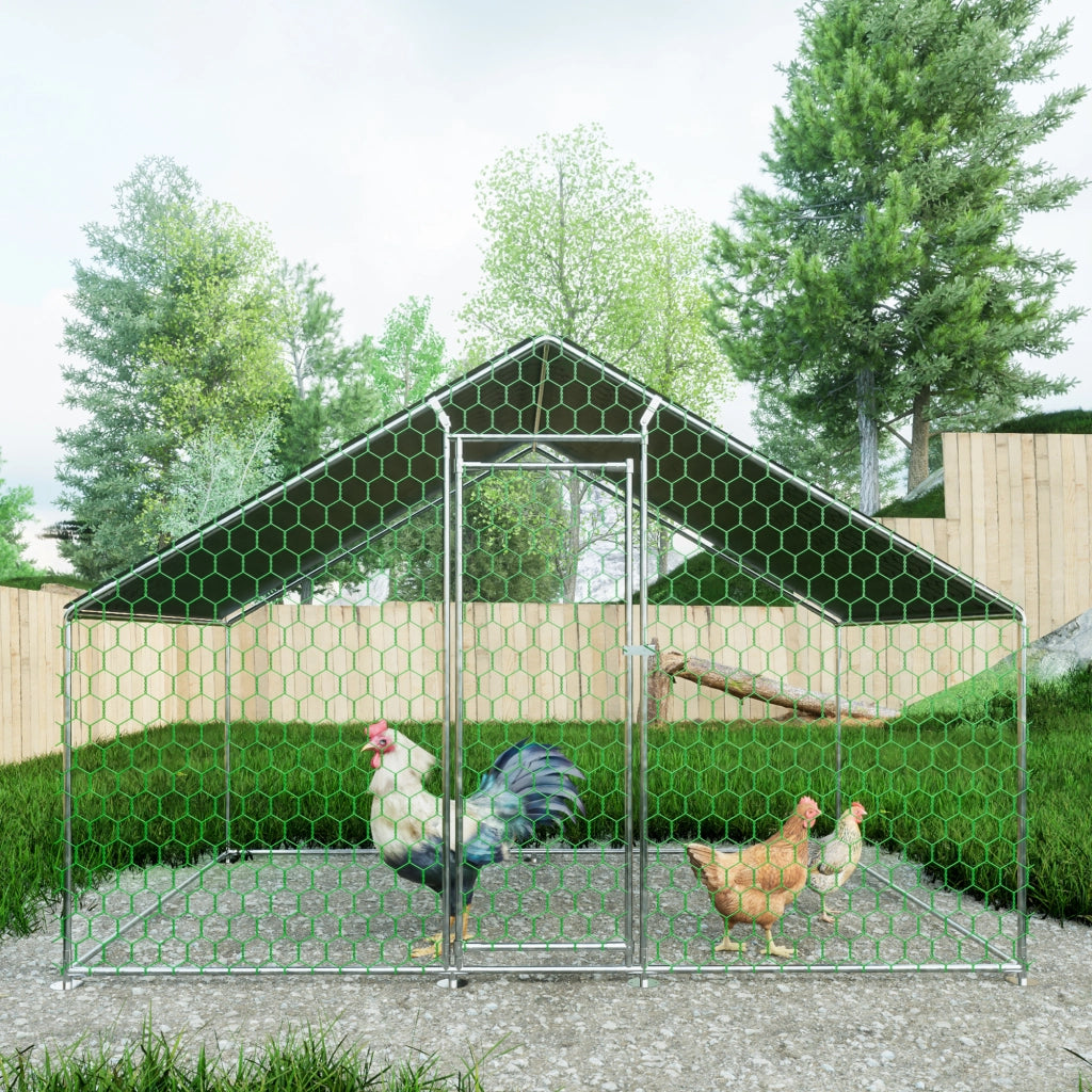 GABBIA PER POLLI 3x2x2 m Acciaio zincato Argento con serratura