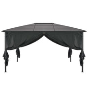 Gazebo con Tende in Alluminio 4x3x2,6 m Nero 44642