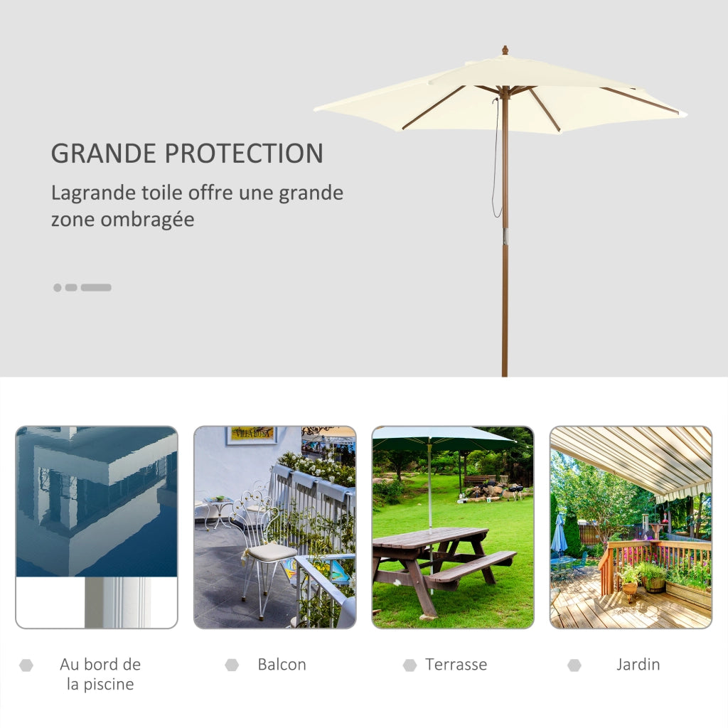 Parasole da giardino rotondo grande ¨C zephmum ¨C Bamb¨´ bianco 250x230 cm