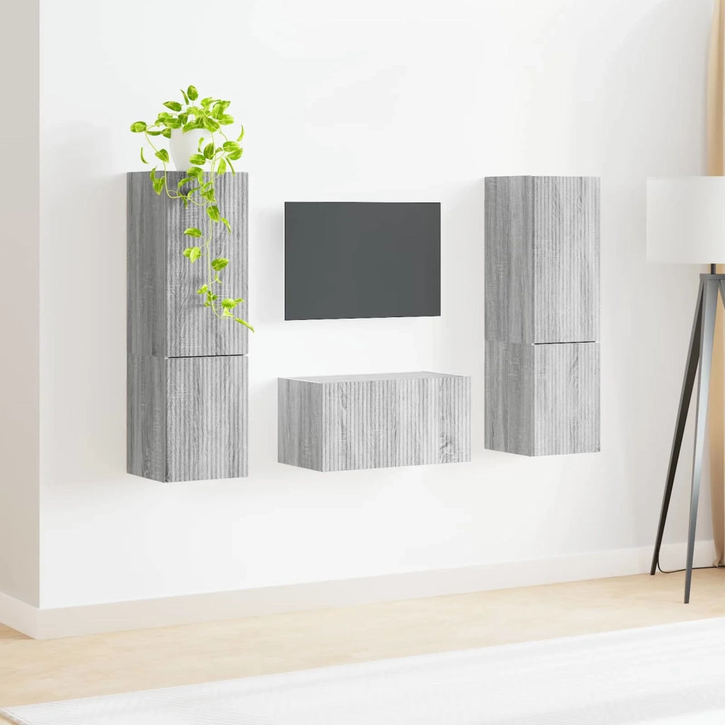 Set mobile TV 5 pz-Credenza per TV Grigio Sonoma Legno multistrato 204557