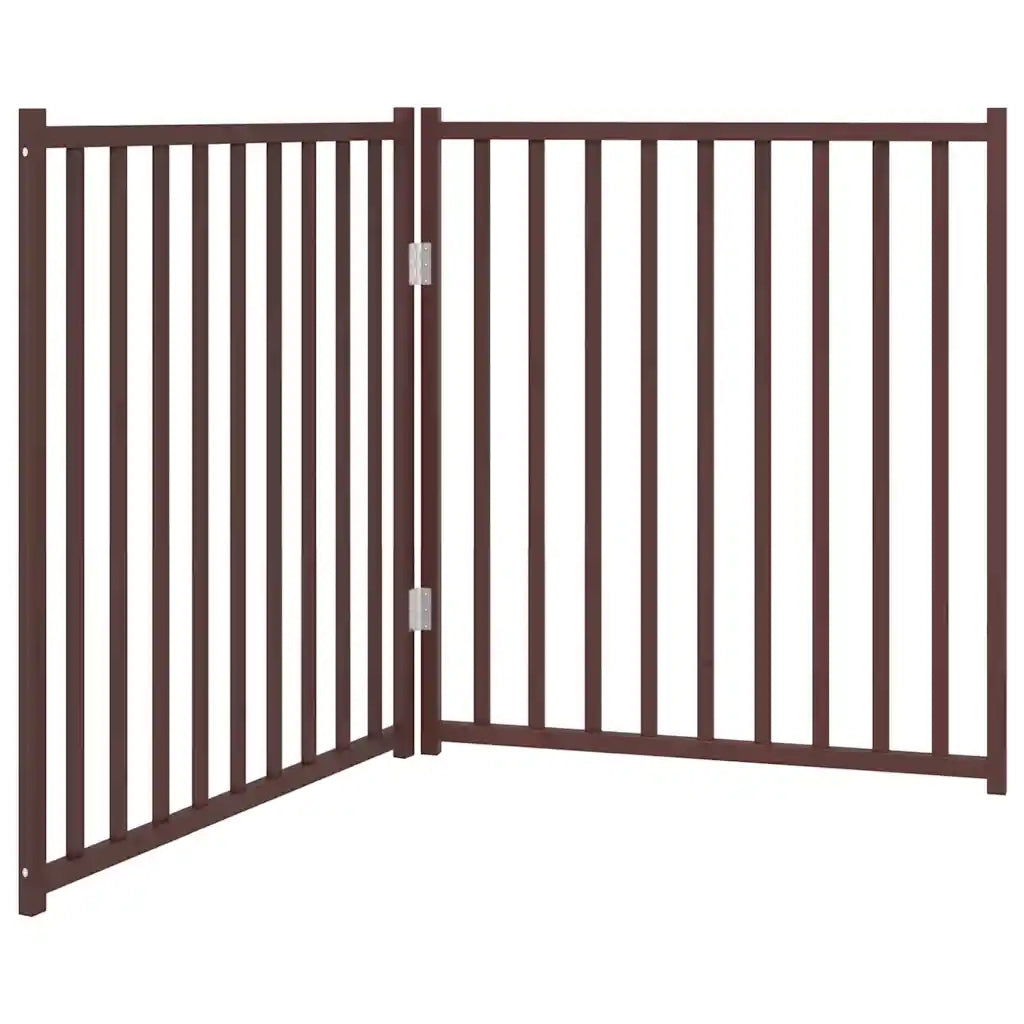 Cancello Cani Pieghevole 2Pannelli Marrone 160cm Massello Abete CFW6115755