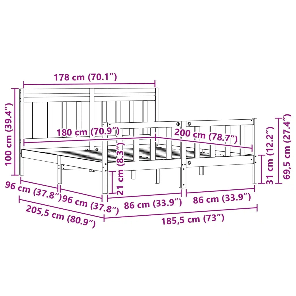 Struttura del letto 2 pcs Marrone cerato 205,5 x 185,5 x 100 cm 3418137