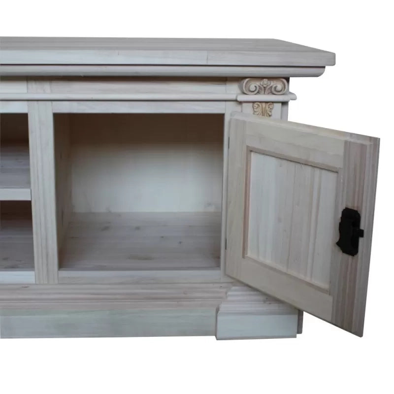 Porta tv 2 porte in legno grezzo arte povera  l.158 p.60 h.62 (401) - Mobili 2G