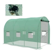 Serra da Giardino Tunnel 6 m² con Sistema di Irrigazione Integrato, 6 Finestre, Porta Avvolgibile, 3L x 2l m, Verde