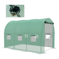 Serra da Giardino Tunnel 6 m² con Sistema di Irrigazione Integrato, 6 Finestre, Porta Avvolgibile, 3L x 2l m, Verde
