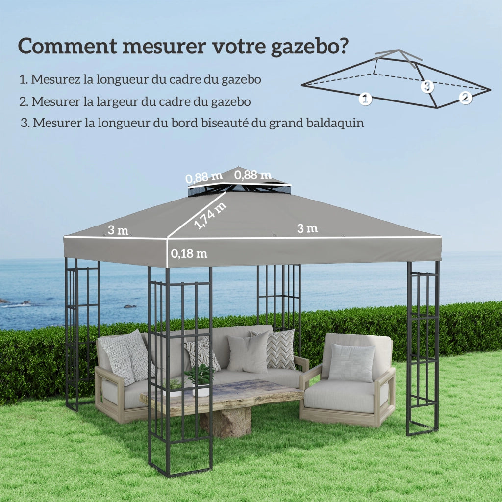 Tenda da giardino ¨C zephmum ¨C 3x3 m grigio UPF30+