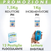Kit regolazione PH piscina + Lettore digitale pH