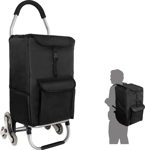Carrello per spesa con ruote - Ripiegabile - Tasca per spesa rimovibile - Carrello per spesa portatile