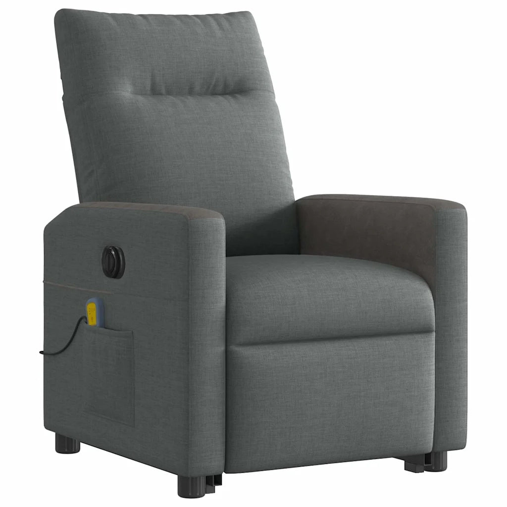 Poltrona Alzapersona Massaggi Elettrica Grigio Scuro Tessuto 3324074