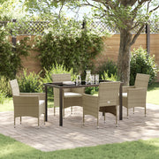 Set da Pranzo da Giardino 5 Pezzi Beigem Polyrattan