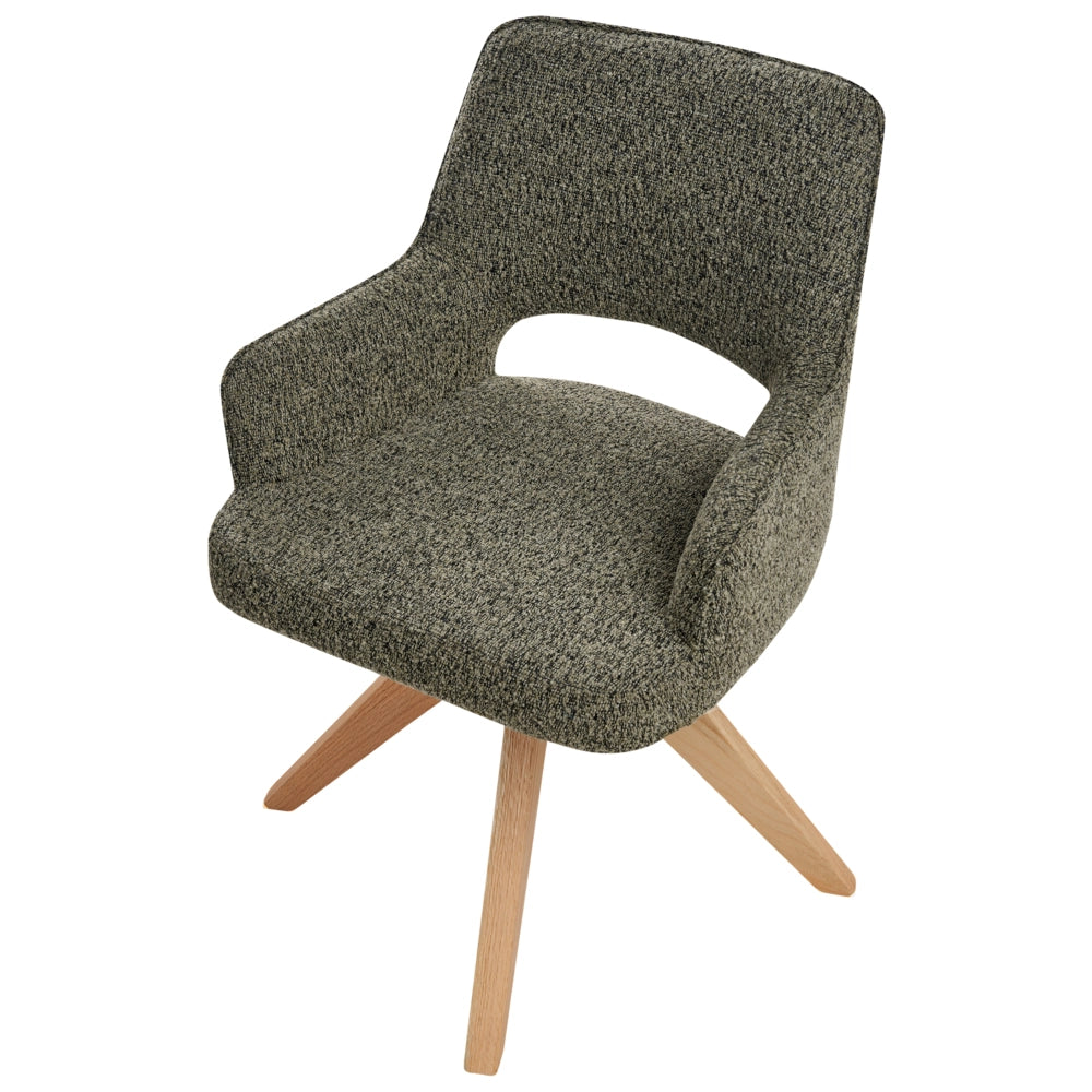 Sedia da pranzo girevole con schienale curvo tessuto boucle verde stile scandinavo