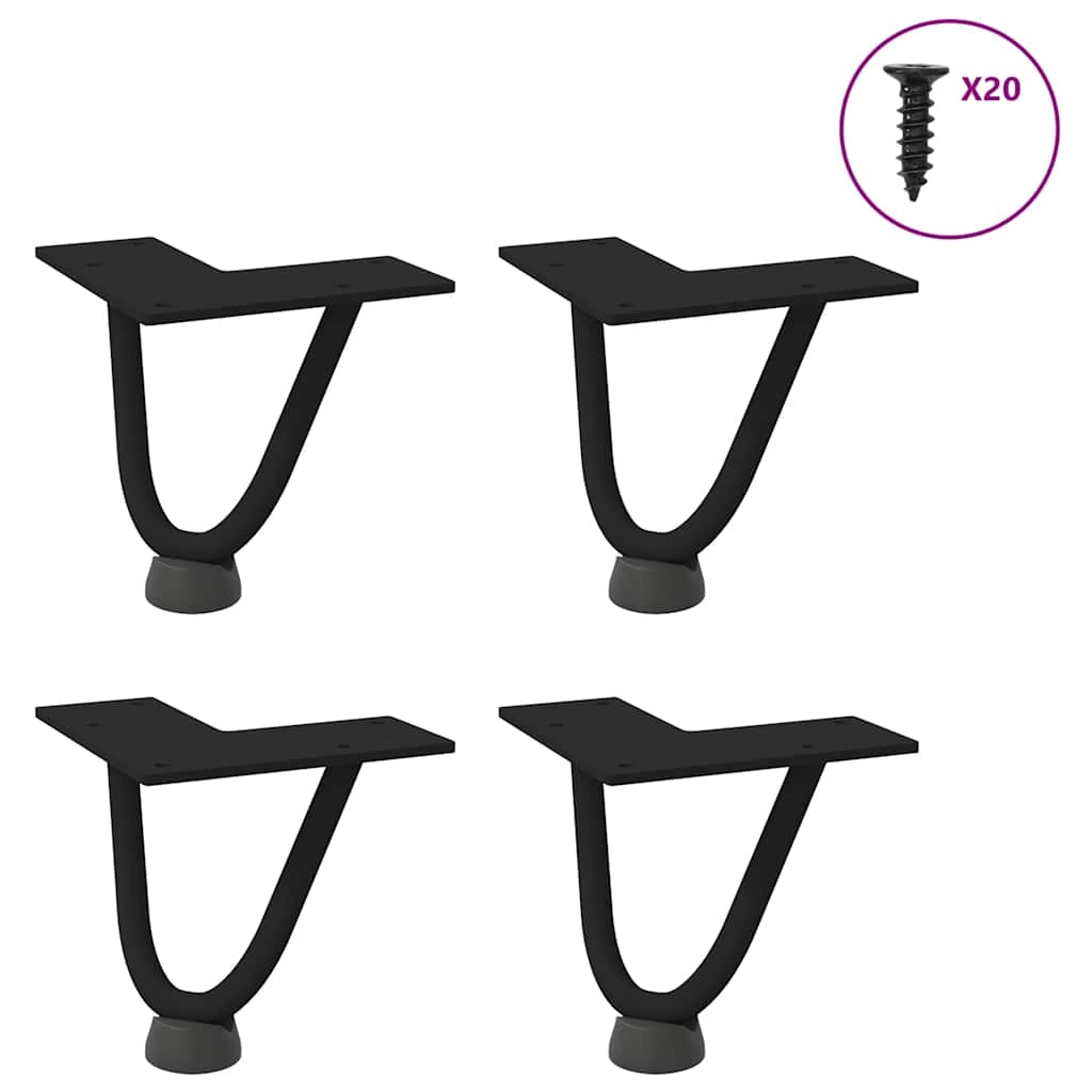 Set di 4 gambe a forcina per tavolino da caffè dal design moderno 10 x 12 x 12 cm acciaio nero massiccio 02_0056707