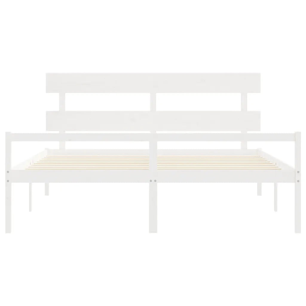 Letto per Anziani con Testiera Bianco 200x200 cm Legno Massello 3195372