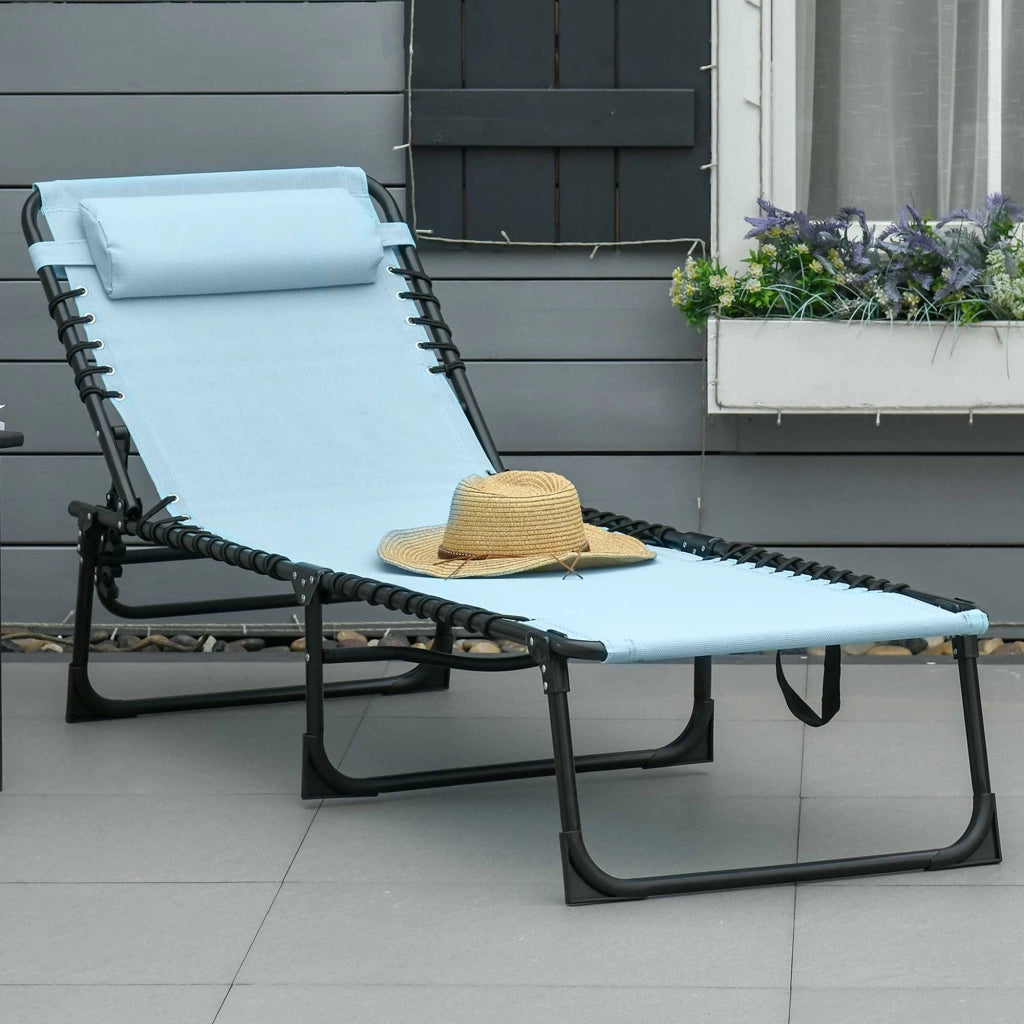 Tumbona Pieghevole con Poggiatesta ¨C zephmum ¨C Grigio 189x58x30 cm