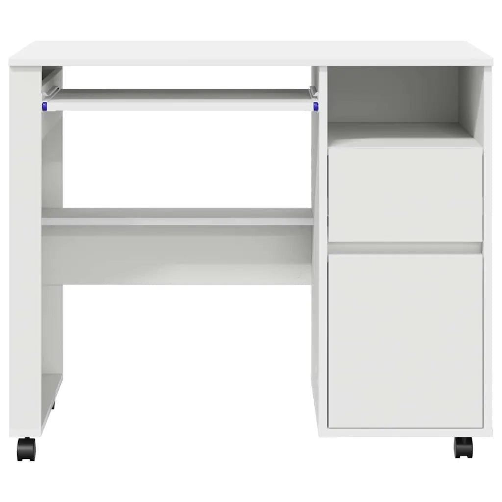Scrivania con Ruote Bianco 91 x 50 x 77 cm Legno multistrato 869530