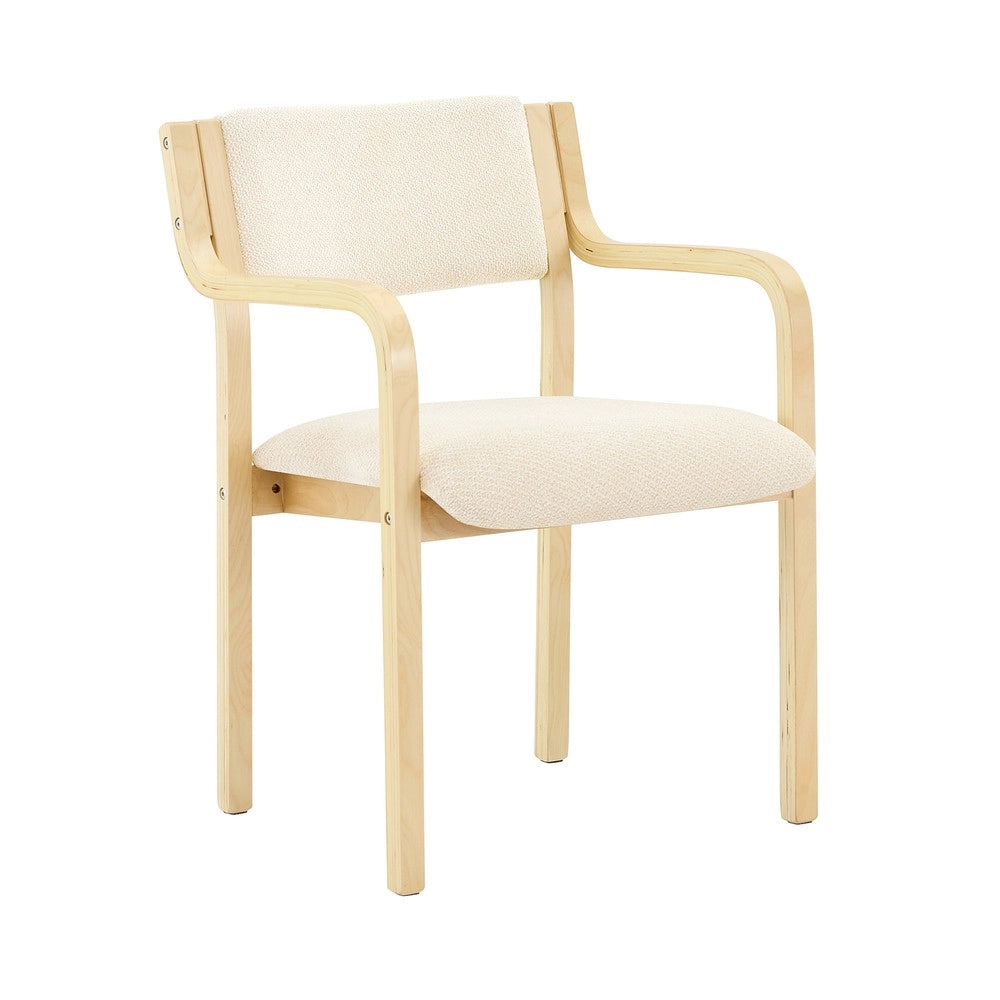 Set 2 Sedie da Pranzo con Braccioli ¨C MINIMAL ¨C Tessuto Teddy, Legno, Stile Scandinavo