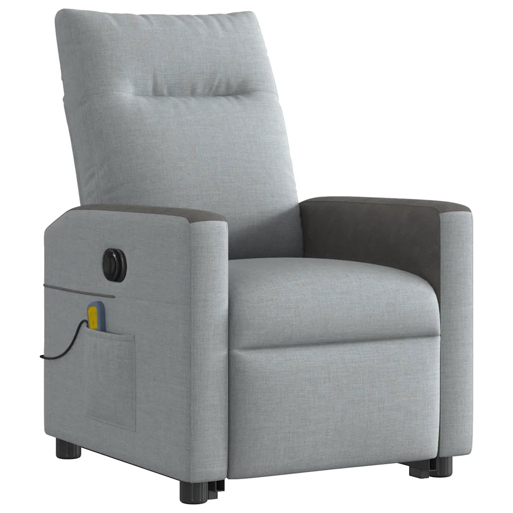 Poltrona Alzapersona Massaggi Elettrica Grigio Chiaro Tessuto 3324073