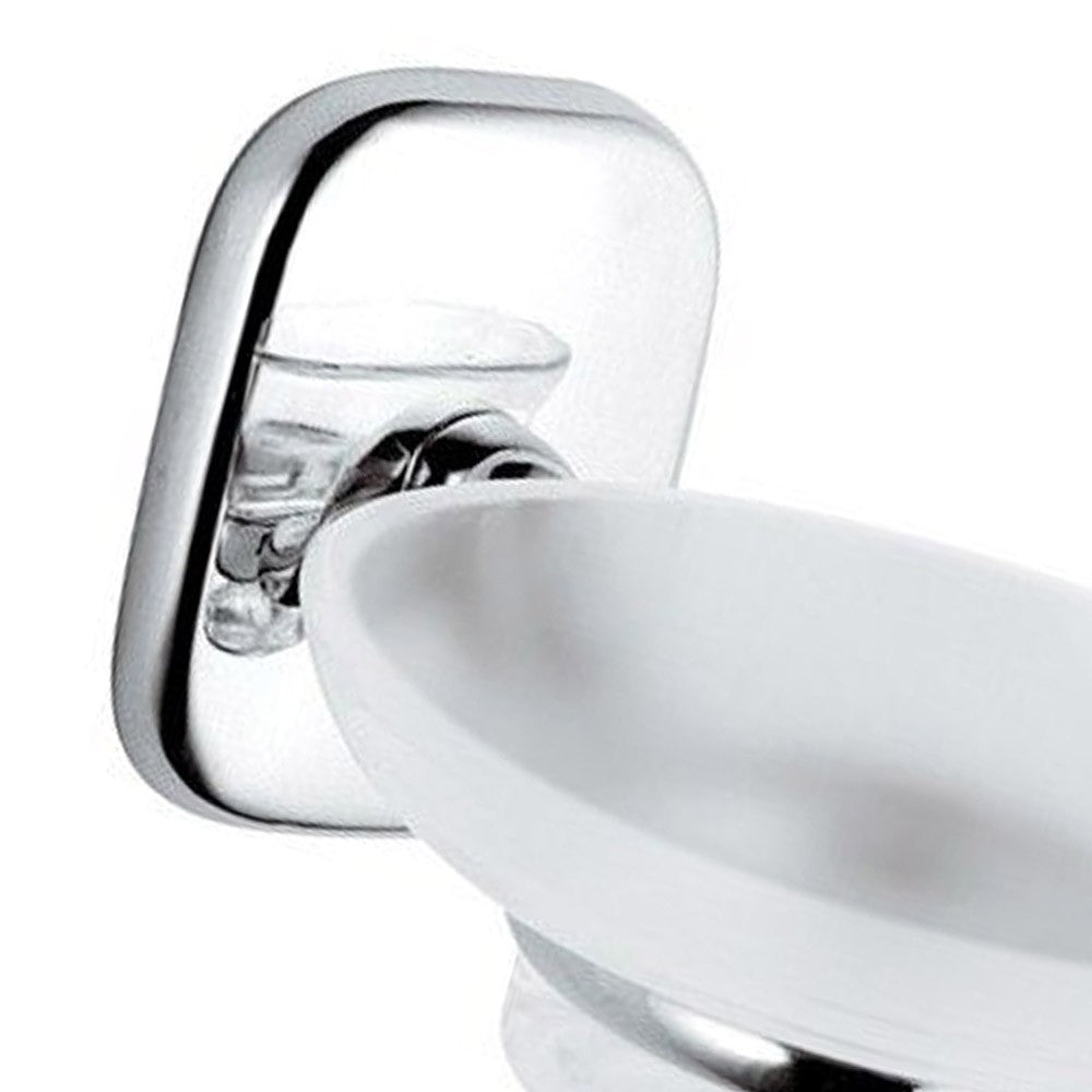 Portasapone da muro in vetro bianco sabbiato - serie suite