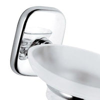 Portasapone da muro in vetro bianco sabbiato - serie suite