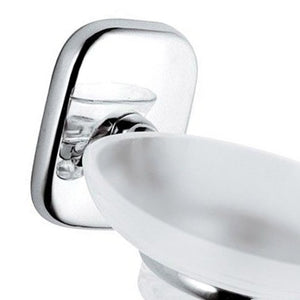 Portasapone da muro in vetro bianco sabbiato - serie suite