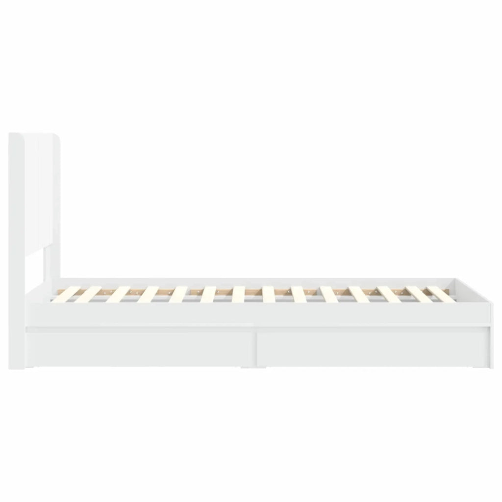 Struttura del letto con stoccaggio e testata Bianco 75 x 190 cm