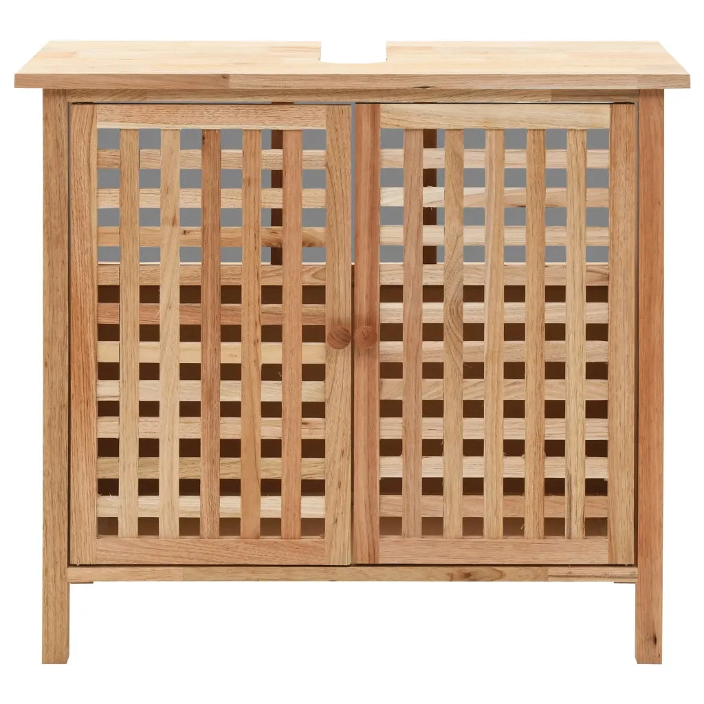 Mobiletto per Lavello con Specchio in Legno Massello di Noce 247607