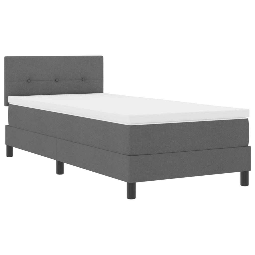 Letto con box spring con materasso e LED grigio scuro 80x200 cm tessuto