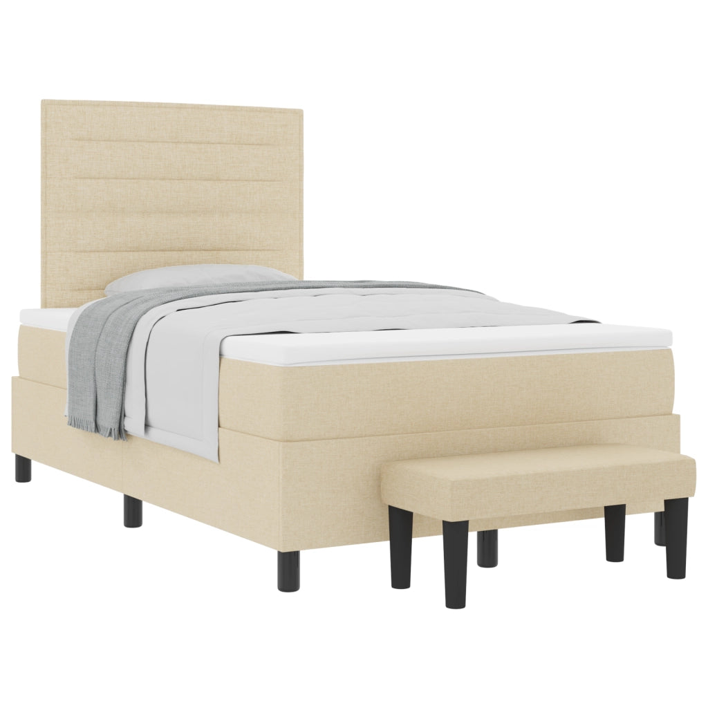 Letto con Box Spring e Materasso Crema 120x200 cm Tessuto