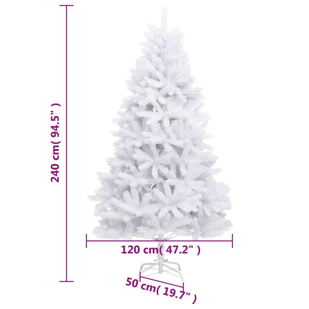 Albero di Natale | Decorazioni natalizie Artificiale Incernierato con Base Bianco 240cm