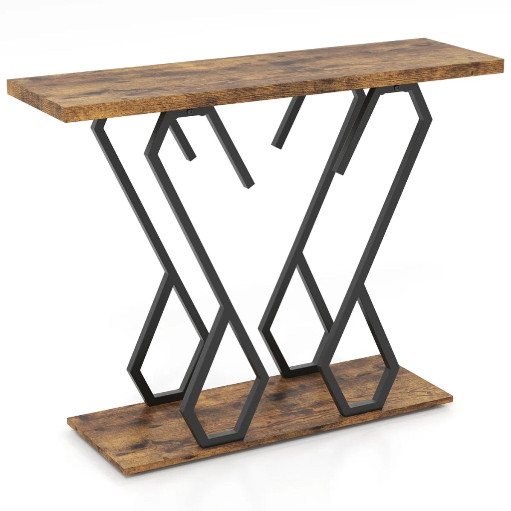 Elegante e versatile tavolo consolle 100 x 30 x 80 cm con kit antiribaltamento in MDF color caffè 20_0013833