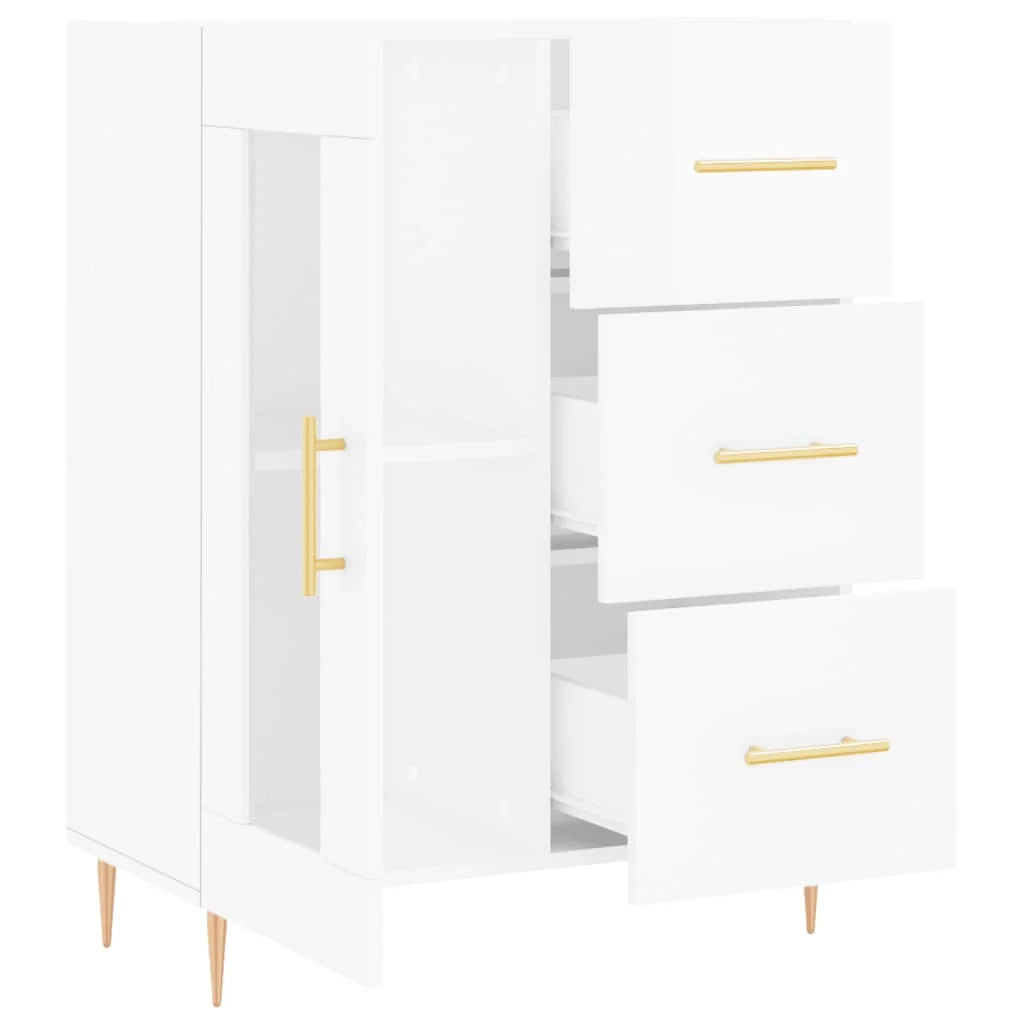 Buffet credenza cassettiera mobiletto mobile contenitore organizer per cucina soggiorno finitura lucida 69,5 x 34 x 90 cm legno ingegnerizzato bianco 02_0030711